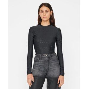 FRAME Black Rhinestone Embellished Long Sleeve Top